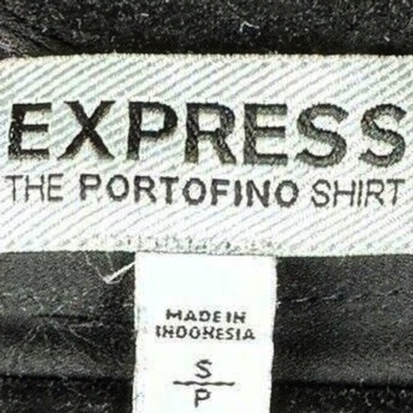Express The Portofino Shirt Black White Piping Button Up Blouse‎ S Preppy 48-0 - Picture 3 of 12